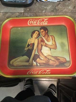 Rare 1934 Coca Cola Tray Johnny Weissmuller Tarzan & Maureen O 