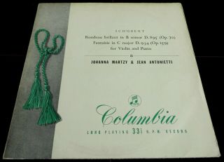 Schubert: Rondeau Brillant / Fantaisie - Martzy Columbia 33CX 1372 ED1 LP 2