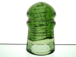 Bright Yellow Green Cd 126 W Brookfield 55 Fulton St Ny Blobtop Glass Insulator