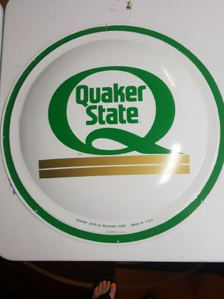 Quaker State Motor Oil Convex Button 3 Signs 24” G - 82 Gas Petroliana