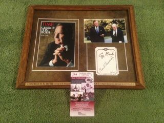 George H W Bush Signed (jsa) Autograph Brent Scowcroft Framed Psa Bas