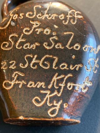 Frankfort Kentucky Star Saloon Whiskey Flat Sided Scratch mini jug Circa 1880’s 9