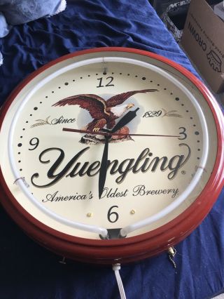 Yuengling Brewery Neon Clock Lager Beer 20 " Man Cave Bar Game Room