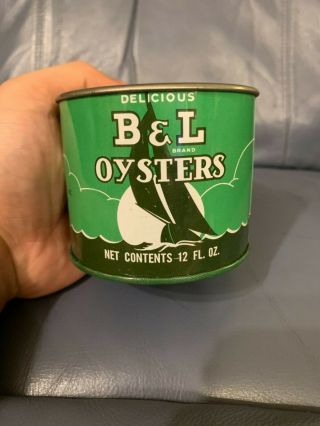 Vintage 12 Oz.  B & L Oyster Tin Can Princess Anne Md Bivalve Oyster Packing Co.
