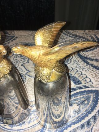 Anheuser Busch Executive Gift Set Of 4 Silver Eagle Goblets & 1 Silver Lighter