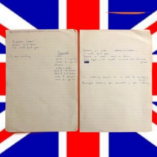 The Who’s John Entwistle Handwritten Lyrics For A Song On 2 Pages W/ Jef -