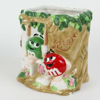 M&m Candies Planter Flower Vase Ftd Valentines Red And Green Candy Dish
