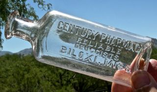1890s Biloxi Mississippi Ms (gulport) " Century Pharmacy " Drug Store Med Bottle