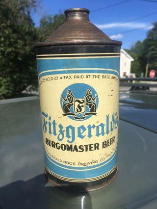 Fitzgerald Burgomaster Beer  Quart Cone Top Beer Can Troy,  Ny.  14 - 32 - 1 - T.