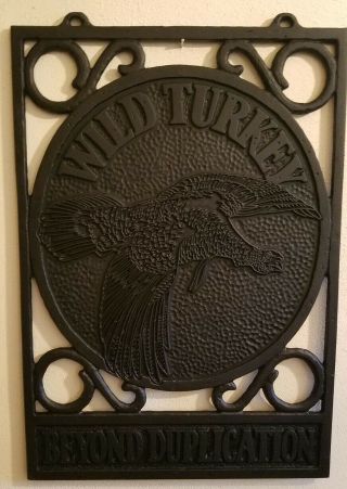 Wild Turkey Bourbon Beyond Duplication Two Sided Hanging Black Metal Sign