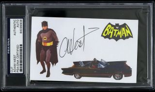 1966 - 1968 Adam West Batman 3x5 Signed Cut (psa/dna Slabbed)