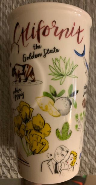 Starbucks 2016 California Golden State Ceramic Travel Tumbler Mug Cup 10 Oz