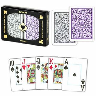 3pk Special Copag 100 Plastic Playing Cards Poker Size Jumbo Index Purple Grey