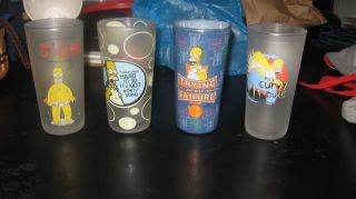 The Simpsons Frosted 16 Oz.  Drinking Glasses / Tumblers