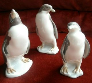 1984 Lladro 3 Penguin Statues