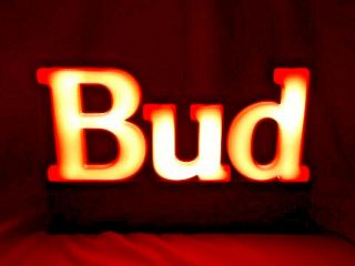 Budweiser beer sign 1991 NEON lighted sign BUD back bar wall counter light MZ4 2