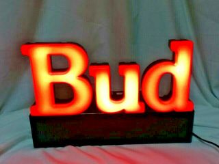 Budweiser beer sign 1991 NEON lighted sign BUD back bar wall counter light MZ4 3