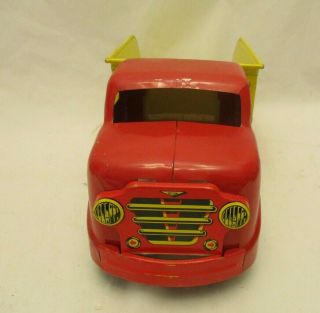 Vintage 1950 ' s Marx Toy Pressed Steel Sand & Gravel Dump Truck Red & Yellow 3