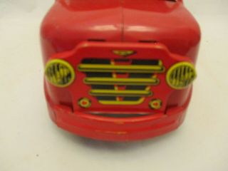 Vintage 1950 ' s Marx Toy Pressed Steel Sand & Gravel Dump Truck Red & Yellow 4