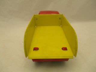 Vintage 1950 ' s Marx Toy Pressed Steel Sand & Gravel Dump Truck Red & Yellow 5