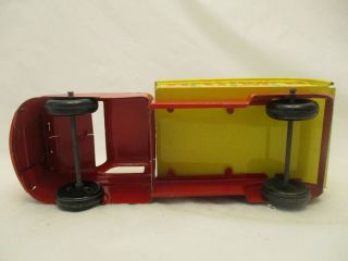 Vintage 1950 ' s Marx Toy Pressed Steel Sand & Gravel Dump Truck Red & Yellow 6