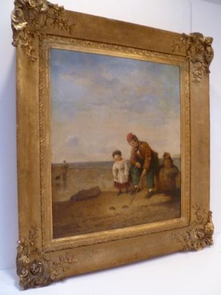 BY WILLIAM SHAYER - CRAB FISHING - SOUTHAMPTON LARGE OIL PAINTING - LISTED 6