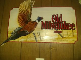 1992 Old Milwaukee Beer Tin Sign Of Embossed Lettering And Pheasant 29 " L X 20 " T