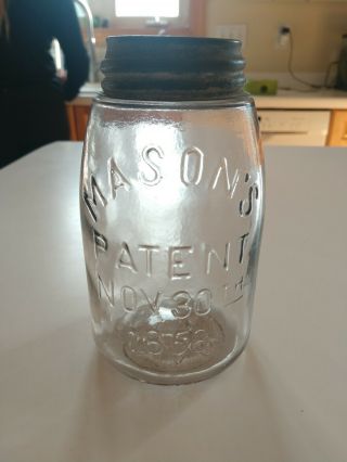 Rb 1890 Clear Hero Base Midget Pint Mason Fruit Jar