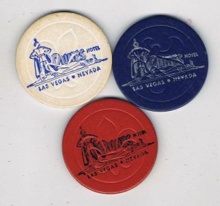 Set Of 3 Dunes Casino Las Vegas Chips From 1958 - 36th State Convention Issue