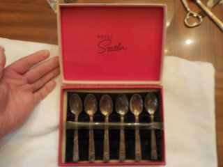 Box Of 6 Hotel Statler Los Angeles Openening Souvenir Spoons