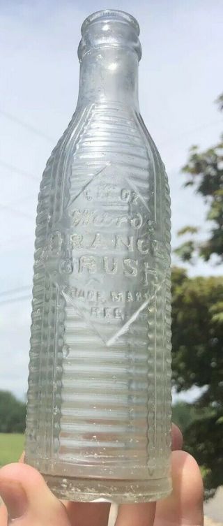 Early Wards Orange Crush Soda Bottle Clear Ribbed Rare 6oz