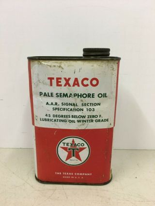 Vintage Antique Texaco Pale Semaphore Oil Can One Quart Advertising