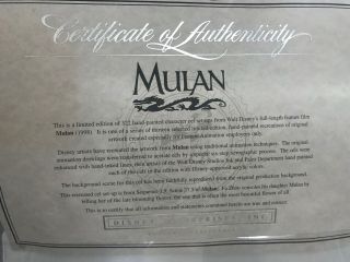 Walt Disney ' s Mulan Limited Edition Animation Cel 3