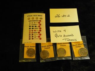 Mills Award Card For Castle Front Antique Slot Machine 26 - Ac - 2 W/4 Gold Awards