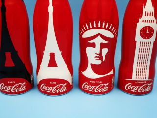 2017 Eiffel Tower,  Big Ben,  Statue of Liberty Aluminum Coca Cola 4 Bottle Set 2