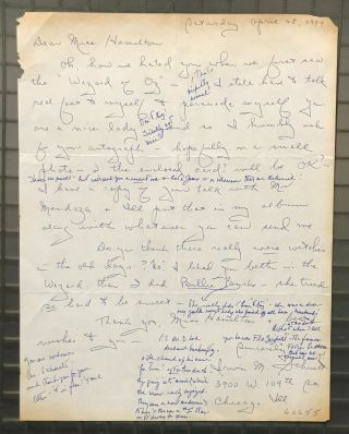 Margaret Hamilton 1979 Handwritten Letter Wizard Of Oz Wicked Witch Jsa Loa
