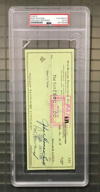 Ron Howard Signed 1978 Check Autographed Psa/dna Auto Happy Days Actor