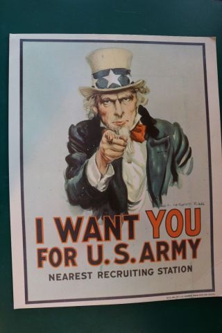 Vintage Uncle Sam Jmf " I Want You For The Us Army " Recruiting Poster April 1978