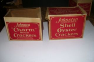 Vintage Johnston Milwaukee " Charm " Soda Cracker Box & Shell Oyster Crackers Box