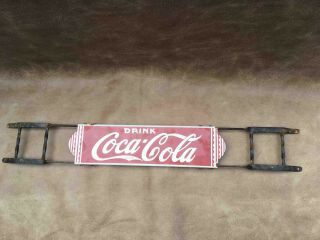 Old Coca - Cola Wrought Iron Porcelain Advertising Soda Door Push Bar R.  J.  Dewees