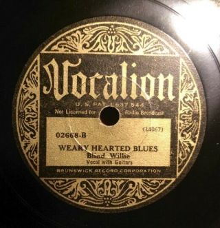 Blind Willie McTell Vocalion 02668 - My Baby ' s Gone/Weary Hearted Blues - 78 RPM 2