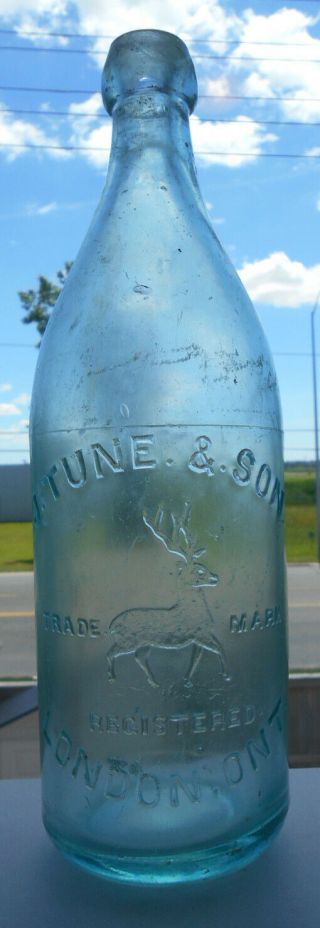 Rare Handmade - J.  Tune & Son,  London,  Ontario Canada Quart Blob Soda