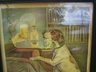 Cooks dog and maste 1940 ' s sign print w/ wood frame 21 