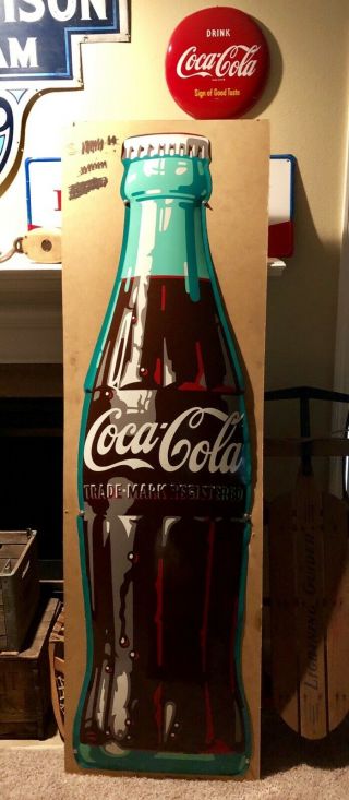 1961 Coca - Cola Bottle Die - Cut Metal Sign - Large