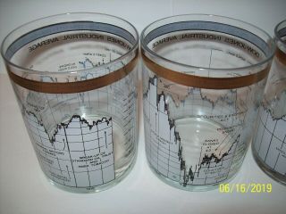 4 CERA BAR GLASSES,  DOW JONES STOCK MARKET,  1888 - 1984,  HIGHBALL,  LIQUOR,  WHISKEY 4