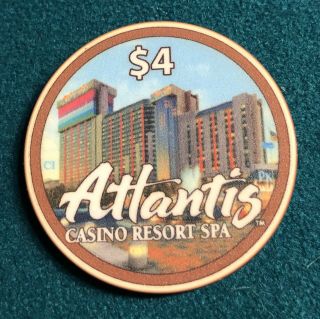 Atlantis Casino Reno,  Nv $4 Poker Drop Chip