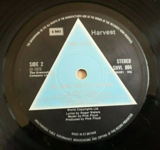 Pink Floyd Lp Dark Side Of The Moon Uk Harvest 1st Press A2 B2 Solid Blue,