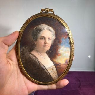 American Portrait Miniature Signed Of A Older Woman By Wiltschek