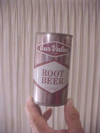 Our Value Root Beer Flat Top Soda Can