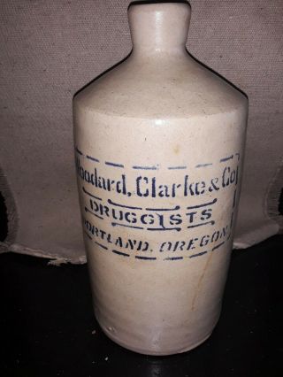 Woodard,  Clarke & Co Druggists Portland,  Oregon Stoneware Jug 2
